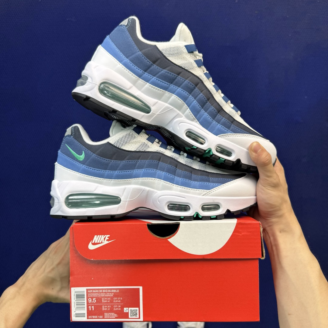 外贸私域爆款！Nike Air Max 95 低帮气垫跑鞋 大厂纯原高品！max95 第11色:白蓝 货号：IH7855