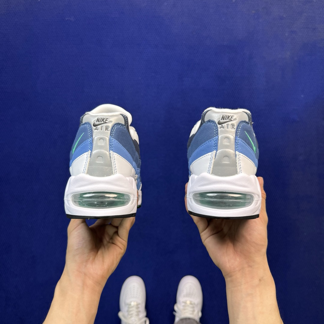 外贸私域爆款！Nike Air Max 95 低帮气垫跑鞋 大厂纯原高品！max95 第11色:白蓝 货号：IH7855