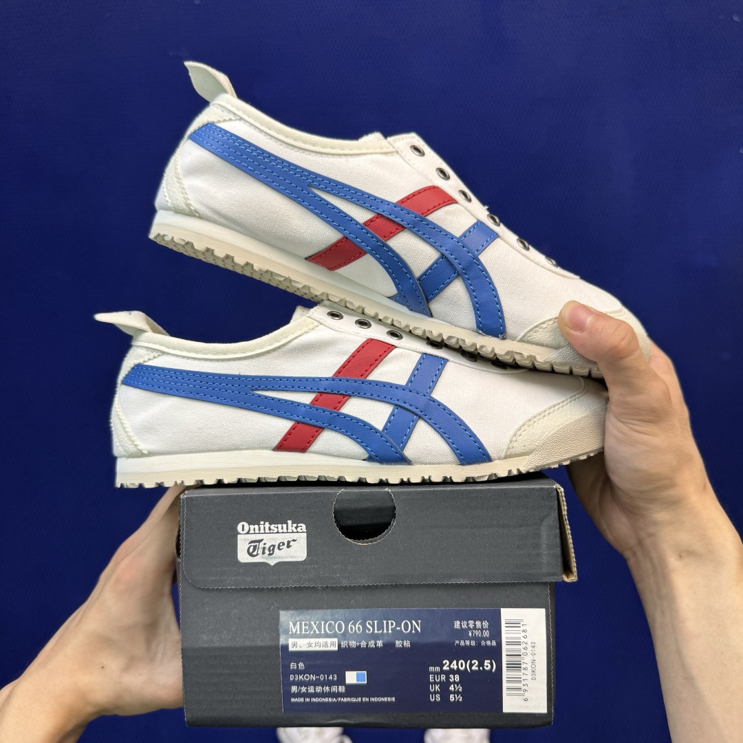 鬼冢虎 帆布面7色 白蓝红 ASICS Onitsuka Tiger Mexico 66 鬼冢虎 货号：D3KON-01