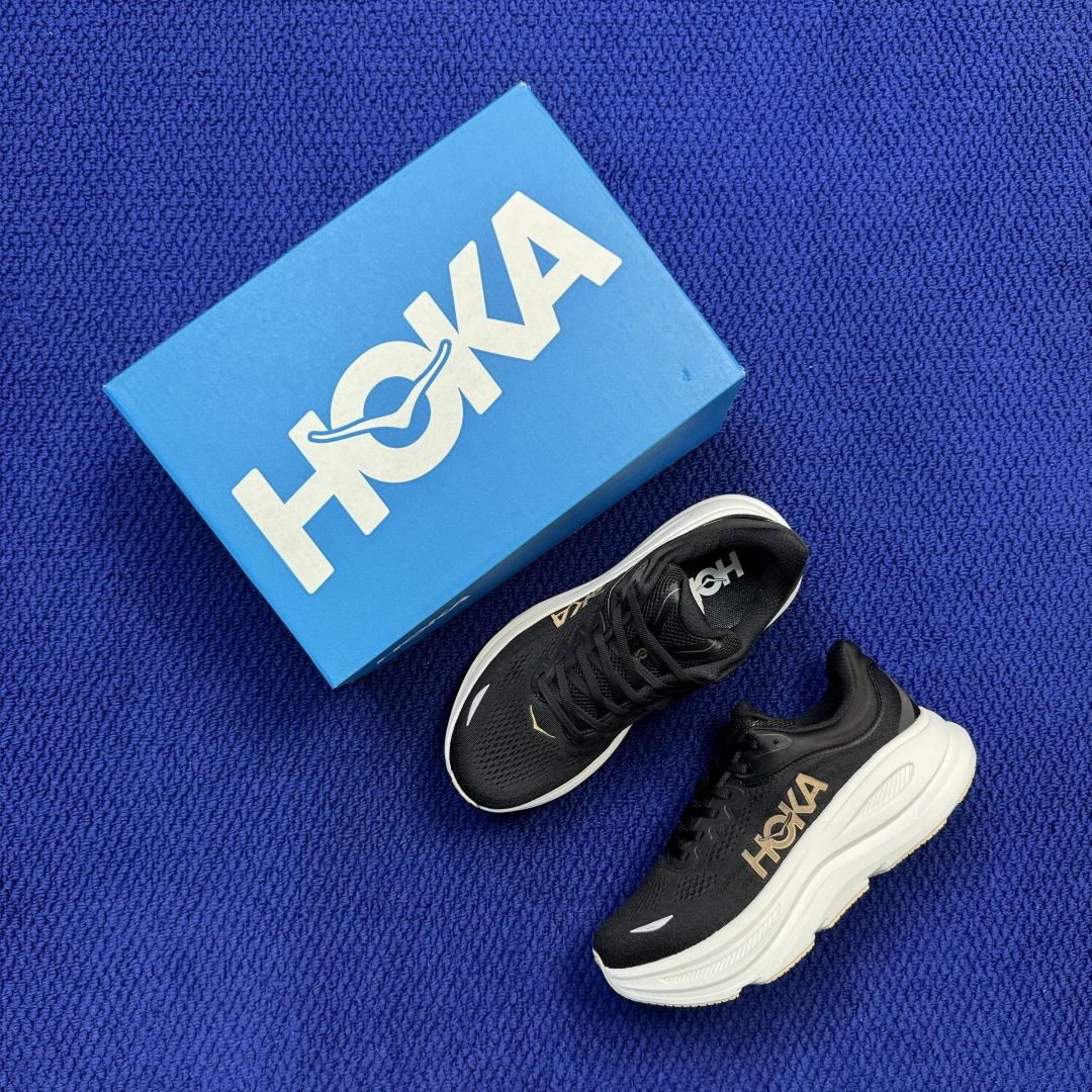 Hoka One One Bondi 9 跑步鞋 纯原大厂出品！品质库存稳定放心推！ 第18色：黑白棕 货号：-BRGL