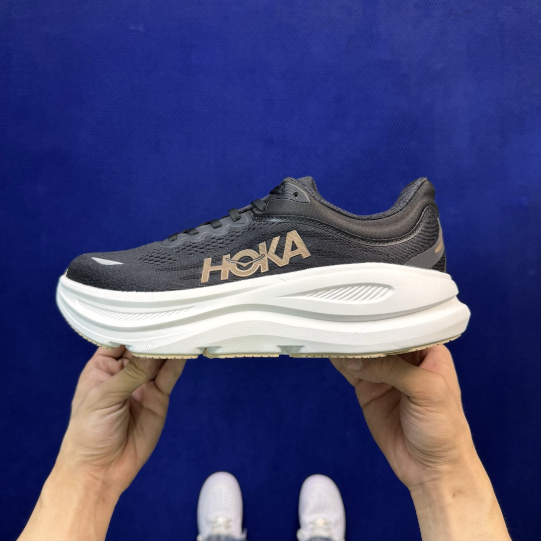 Hoka One One Bondi 9 跑步鞋 纯原大厂出品！品质库存稳定放心推！ 第18色：黑白棕 货号：-BRGL