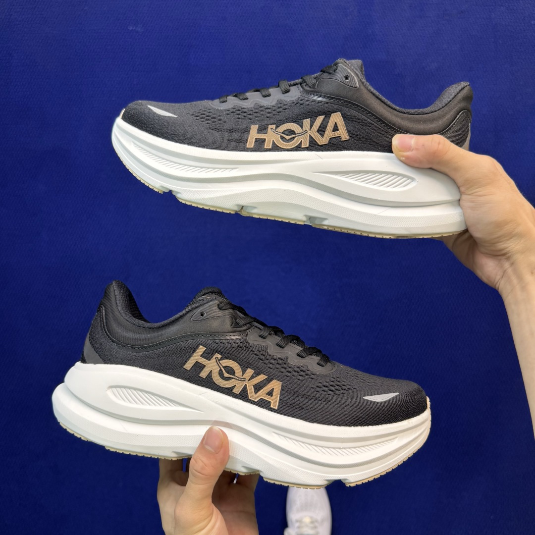 Hoka One One Bondi 9 跑步鞋 纯原大厂出品！品质库存稳定放心推！ 第18色：黑白棕 货号：-BRGL
