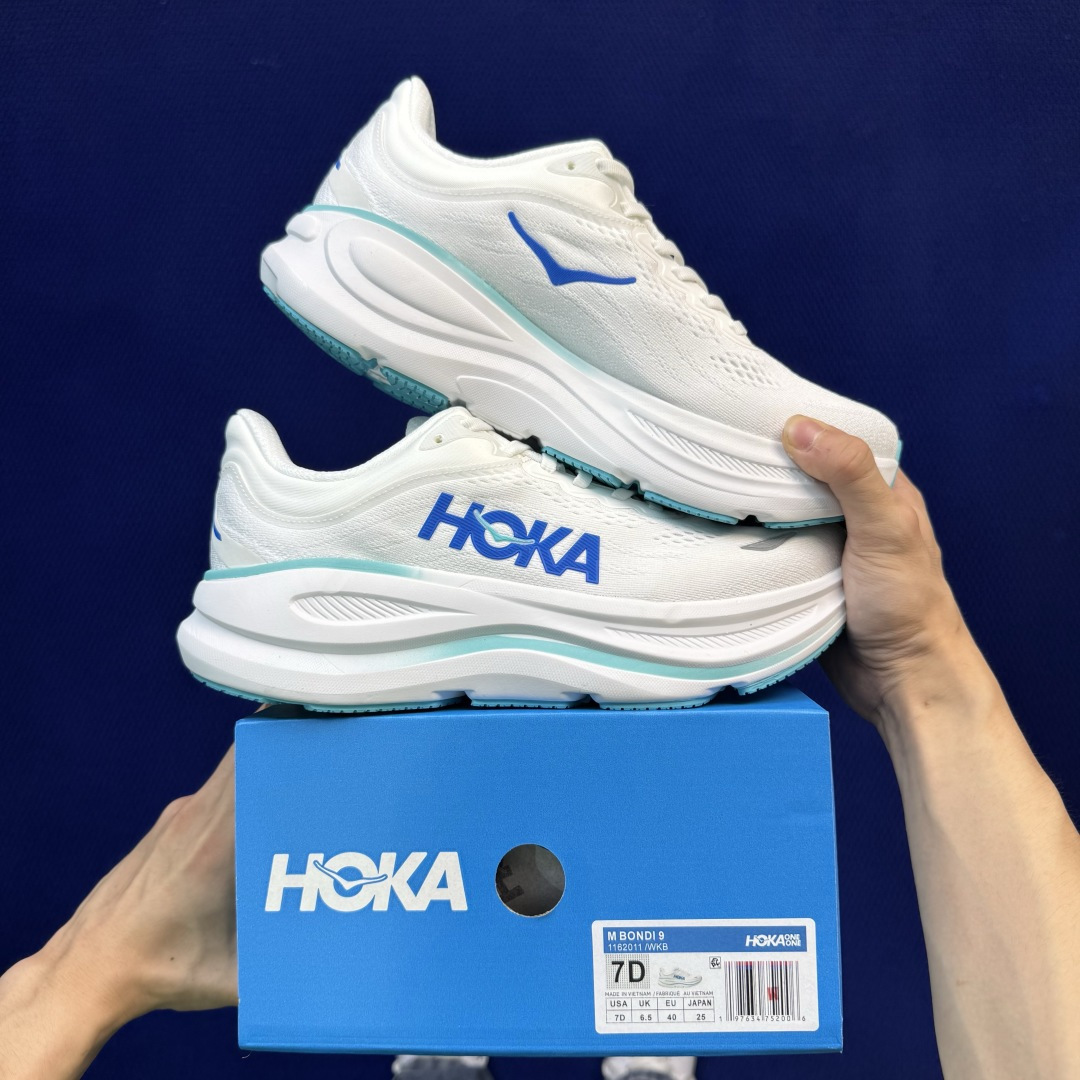 Hoka One One Bondi 9 跑步鞋 纯原大厂出品！品质库存稳定放心推！ 第19色：白蓝 货号：-WKB 尺