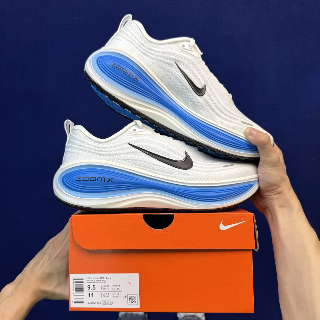Nike Vomero Plus 低帮 ZOOMX 马拉松跑步鞋 第15色:白蓝 缓震表现出色，脚感Q弹！ 货号：HV8