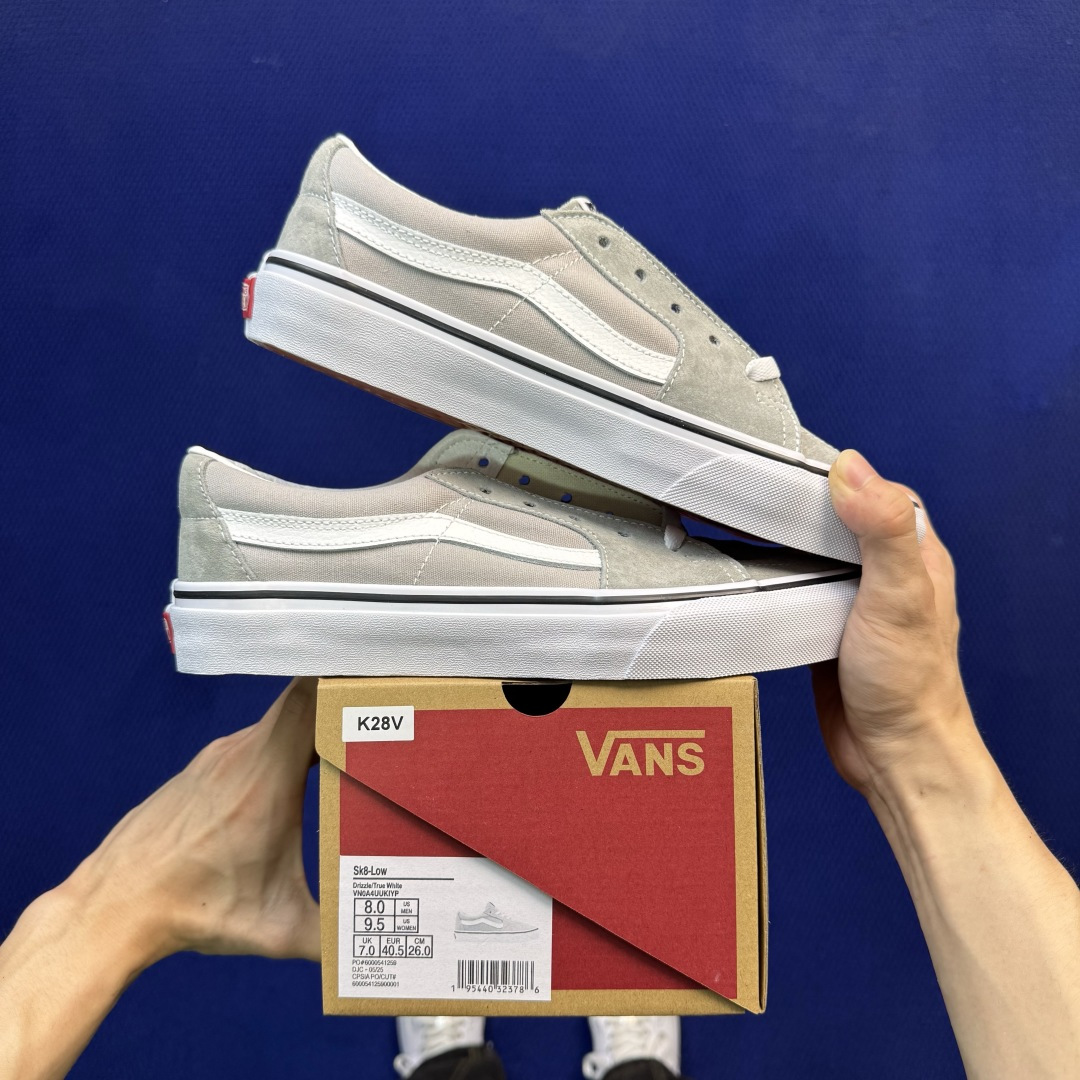 虎扑版!Vans Sk8-Low 低帮 K28V麂皮灰 纯原级别外贸订单!万斯经典 硫化帆布板鞋 正品海鸥线 鞋头包边完 虎扑版!Vans Sk8-Low 低帮 K28V麂皮灰 纯原级别外贸订单!万斯经典 硫化帆布板鞋 正品海鸥线 鞋头包边完