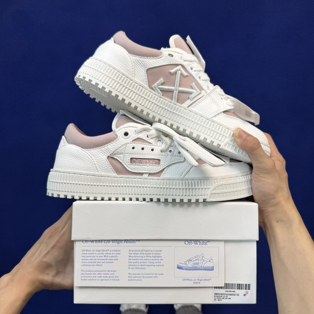 顶奢OW板鞋 OFF-WHITE 3.0 Court 第4色:肉粉 市面最强品质!全方位复刻!带原装扣全套包装 尺码:3 顶奢OW板鞋 OFF-WHITE 3.0 Court 第4色:肉粉 市面最强品质!全方位复刻!带原装扣全套包装 尺码:3