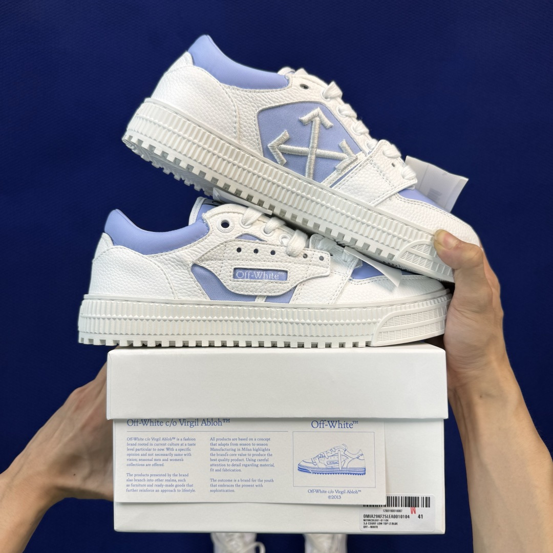 顶奢OW板鞋 OFF-WHITE 3.0 Court 第6色:白蓝 市面最强品质!全方位复刻!带原装扣全套包装 尺码:3 顶奢OW板鞋 OFF-WHITE 3.0 Court 第6色:白蓝 市面最强品质!全方位复刻!带原装扣全套包装 尺码:3