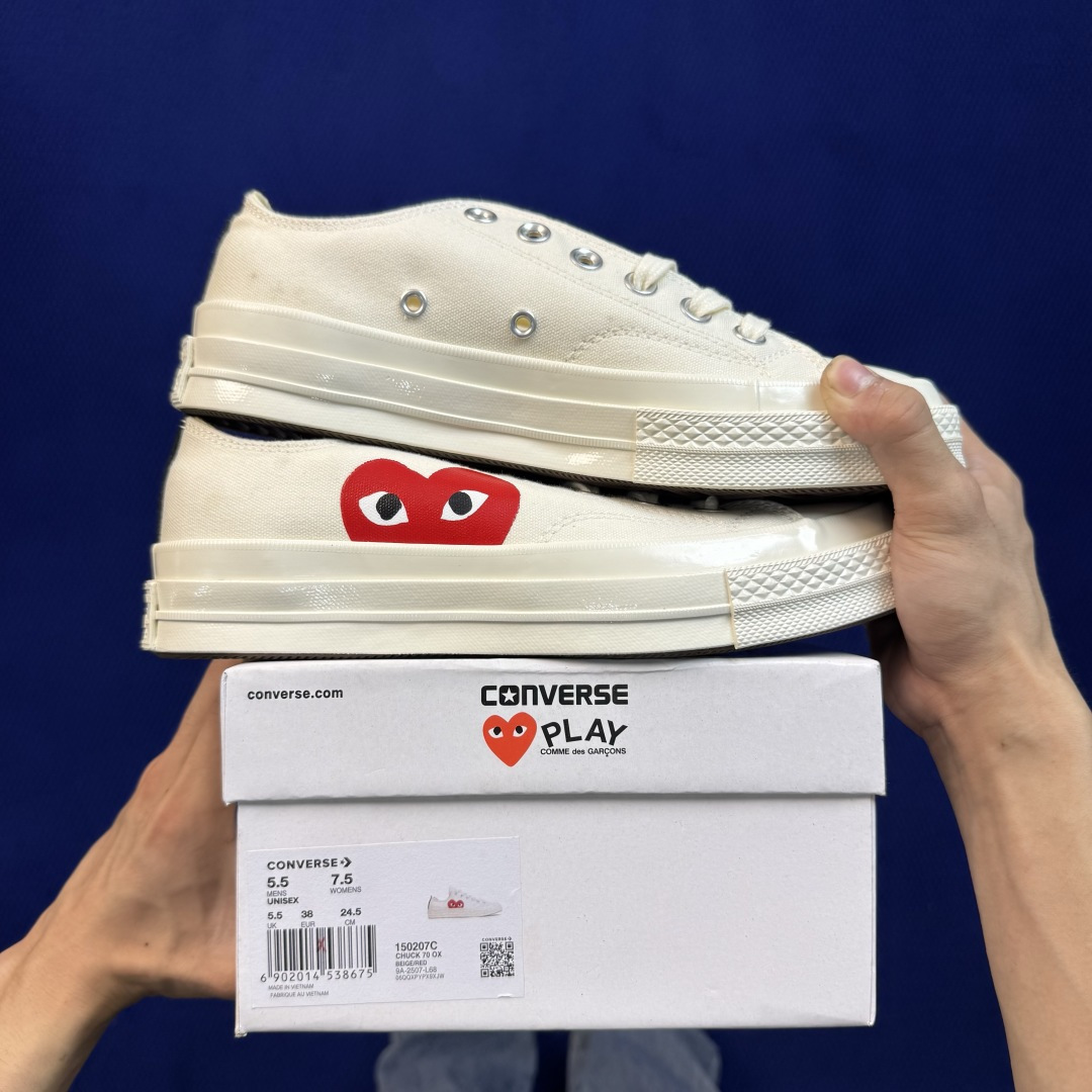 虎扑版‼️匡威川久保玲白色低帮！C Converse 匡威 Chuck 70 1970S 帆布休闲板鞋 行业一线头部硫化