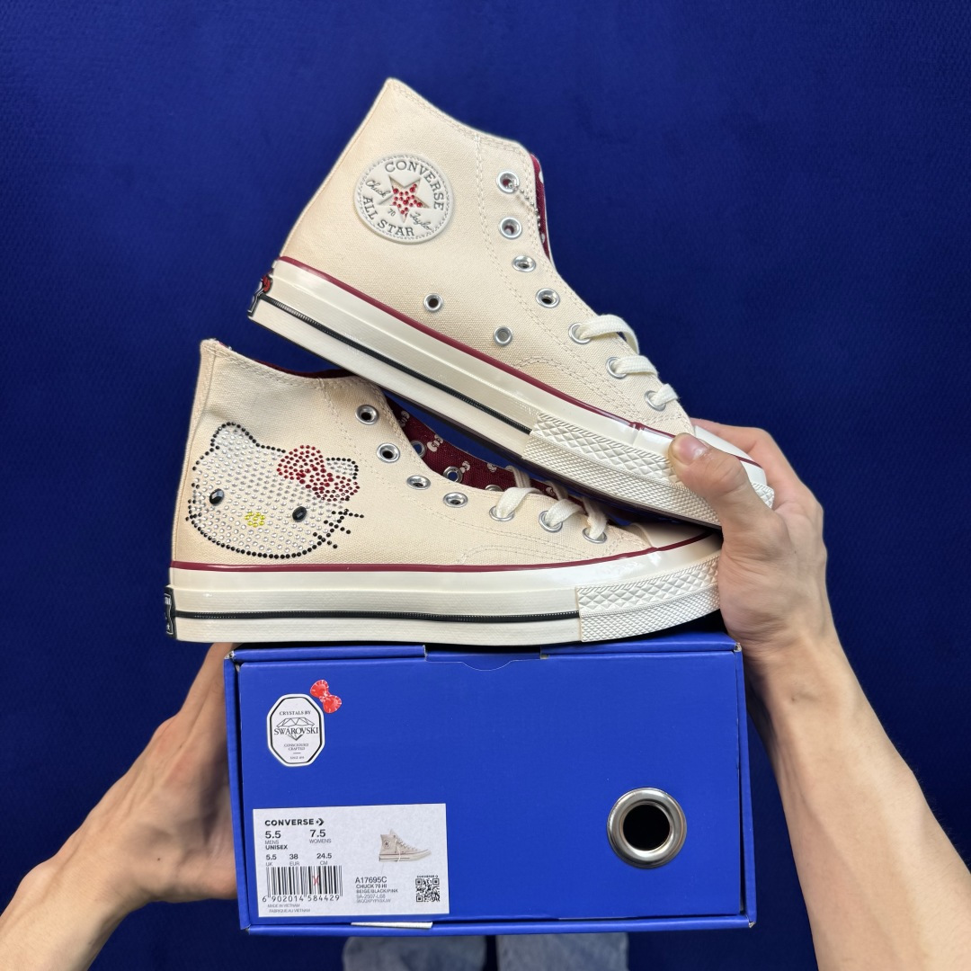 虎扑版‼️ 匡威 凯蒂猫高帮 A17695C Converse 匡威 Chuck 70 1970S 帆布休闲板鞋 行业一