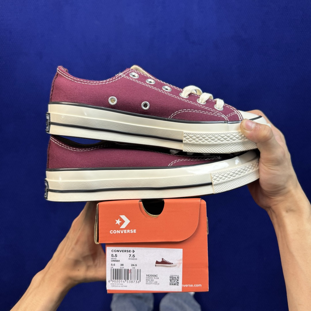 虎扑版‼️ 匡威 酒红低帮 C Converse 匡威 Chuck 70 1970S 帆布休闲板鞋 行业一线头部硫化大厂