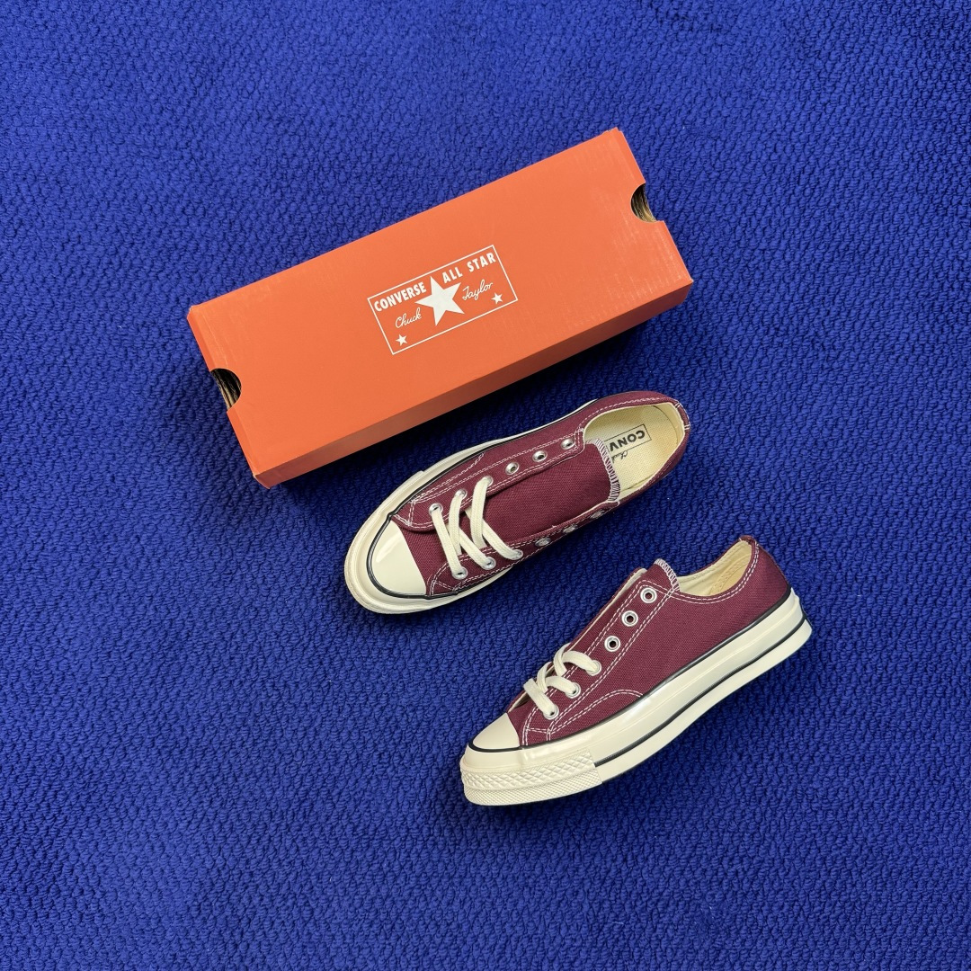 虎扑版‼️ 匡威 酒红低帮 C Converse 匡威 Chuck 70 1970S 帆布休闲板鞋 行业一线头部硫化大厂