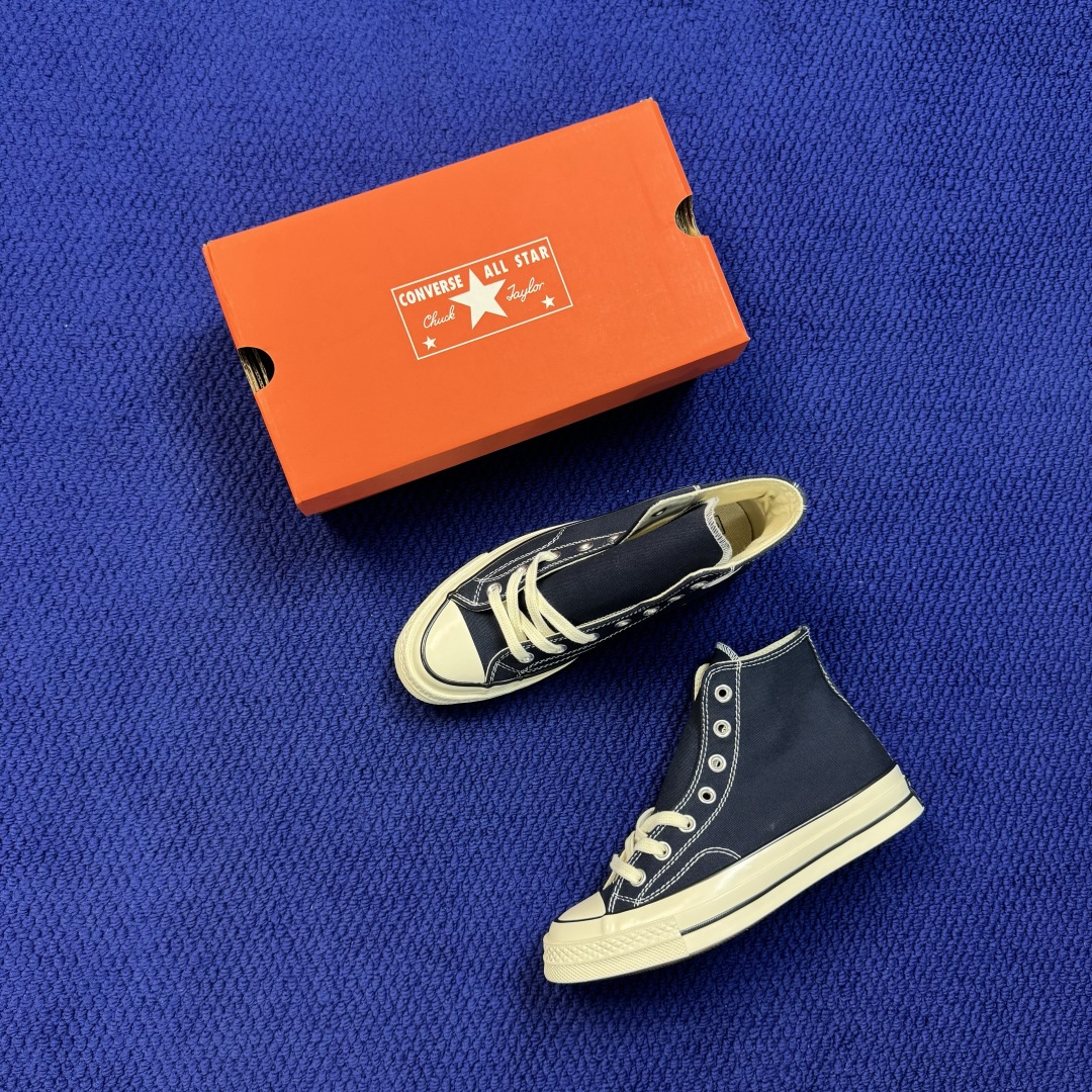 虎扑版‼️ 匡威 藏蓝色高帮 C Converse 匡威 Chuck 70 1970S 帆布休闲板鞋 行业一线头部硫化大
