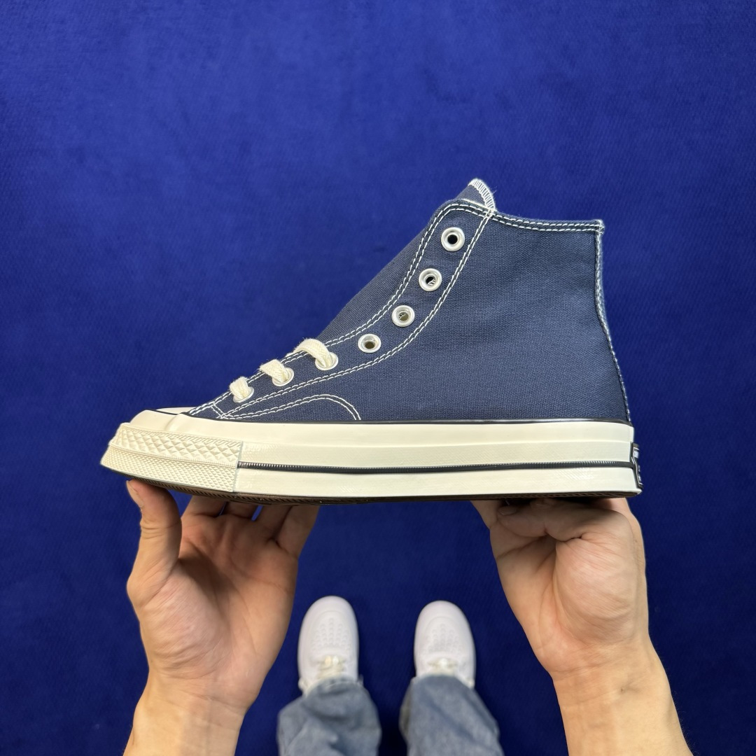 虎扑版‼️ 匡威 藏蓝色高帮 C Converse 匡威 Chuck 70 1970S 帆布休闲板鞋 行业一线头部硫化大