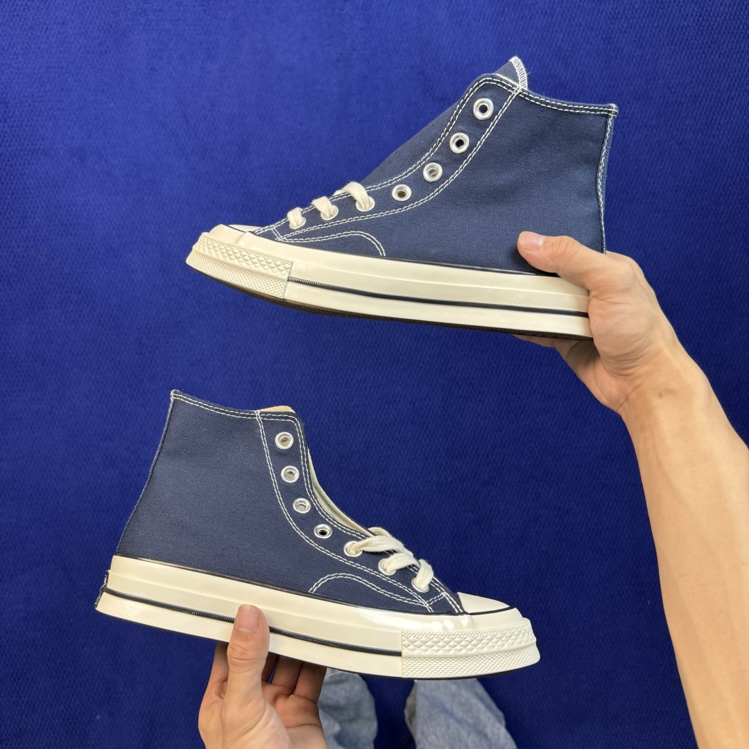 虎扑版‼️ 匡威 藏蓝色高帮 C Converse 匡威 Chuck 70 1970S 帆布休闲板鞋 行业一线头部硫化大
