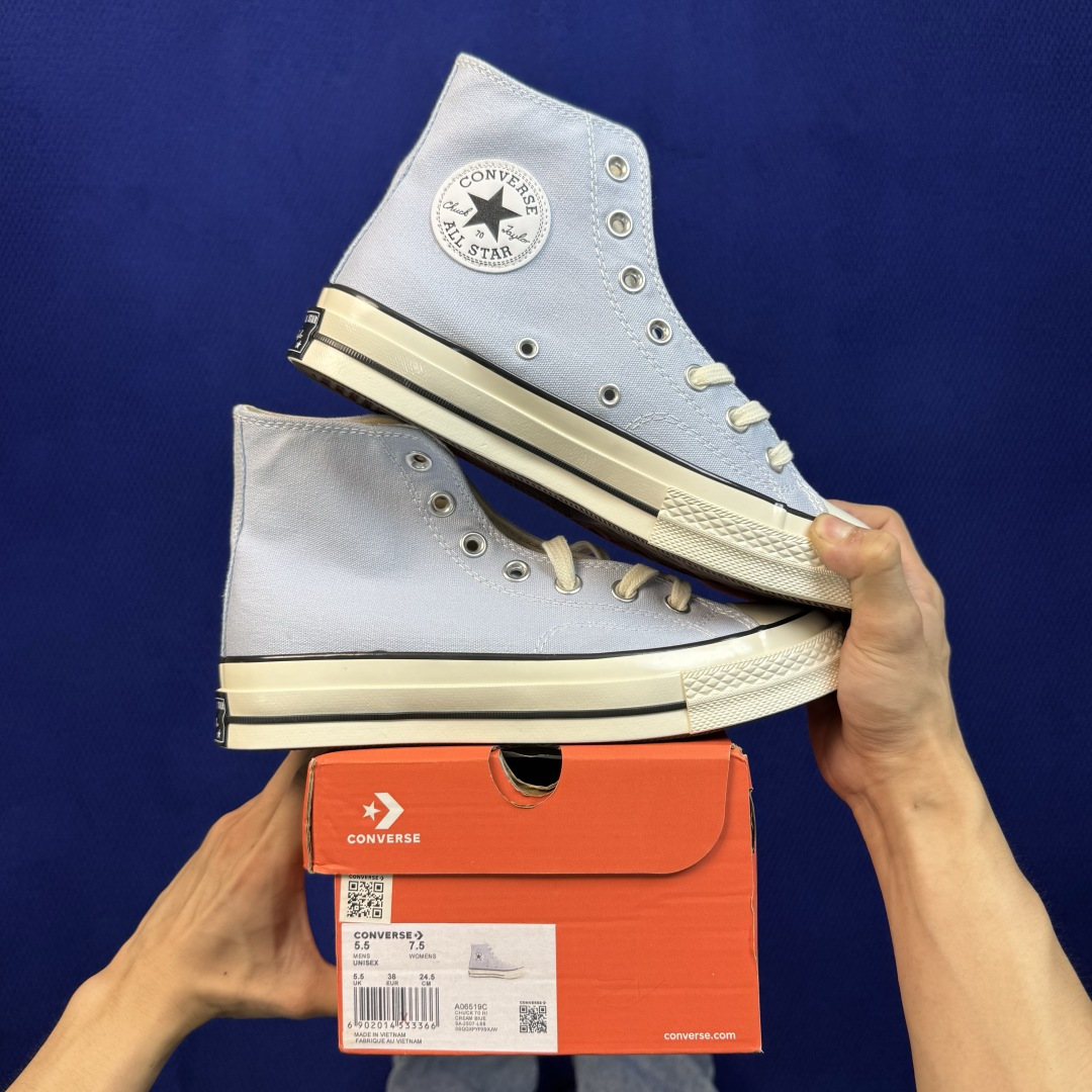虎扑版‼️ 匡威 奶油蓝高帮 A06519C Converse 匡威 Chuck 70 1970S 帆布休闲板鞋 行业一