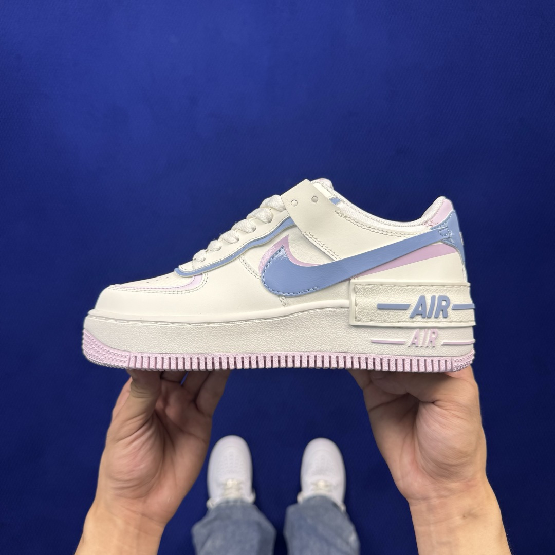 3A空军！马卡龙系列第63色：白蓝紫 Nike AIR Force 1 Shadow 空军一号 百分百每个配色原鞋开发！