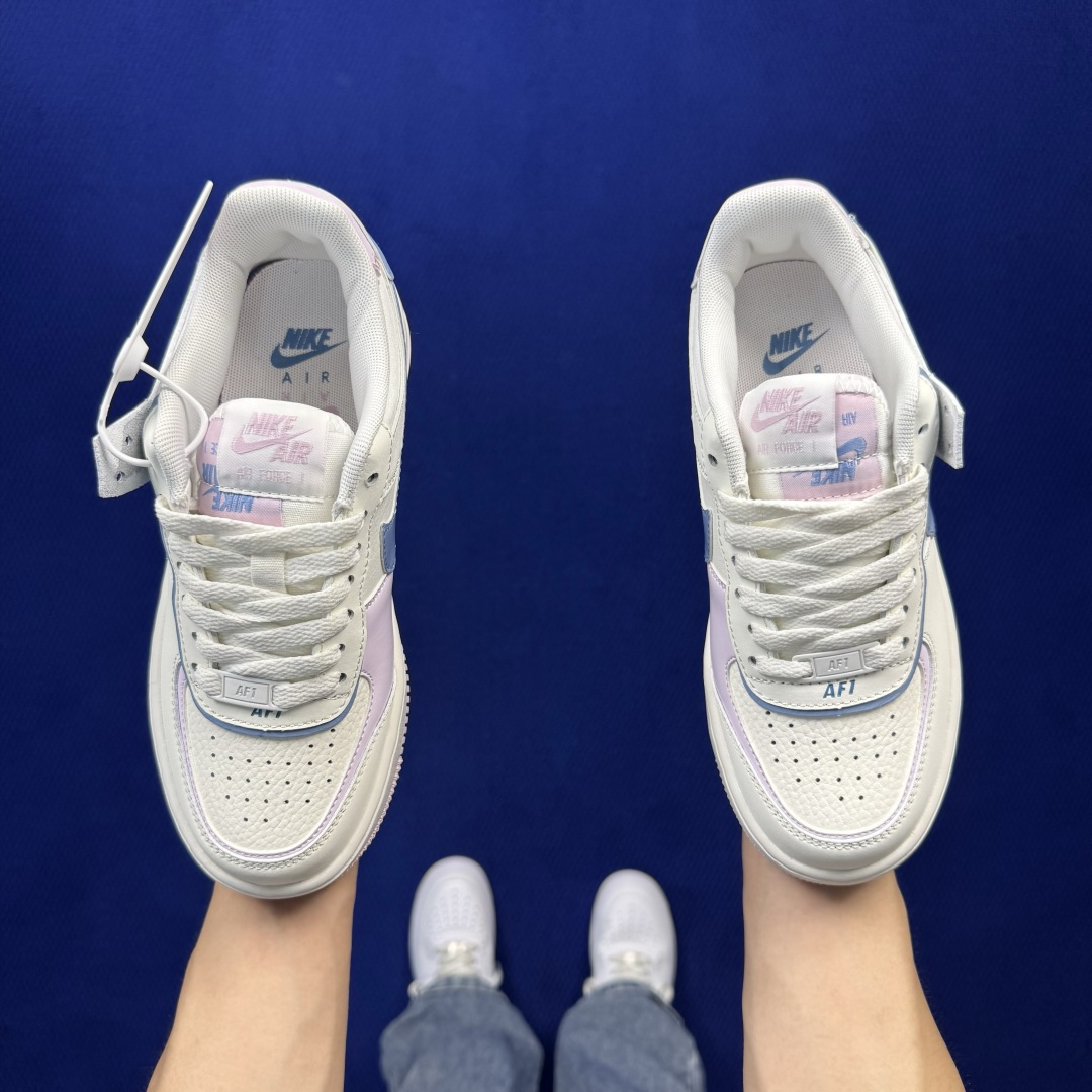 3A空军！马卡龙系列第63色：白蓝紫 Nike AIR Force 1 Shadow 空军一号 百分百每个配色原鞋开发！