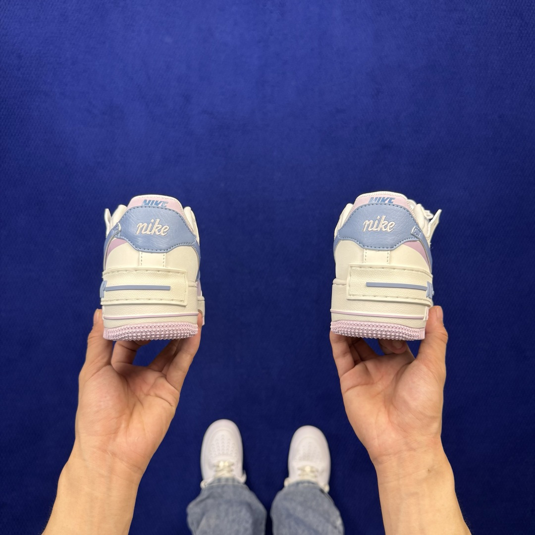 3A空军！马卡龙系列第63色：白蓝紫 Nike AIR Force 1 Shadow 空军一号 百分百每个配色原鞋开发！