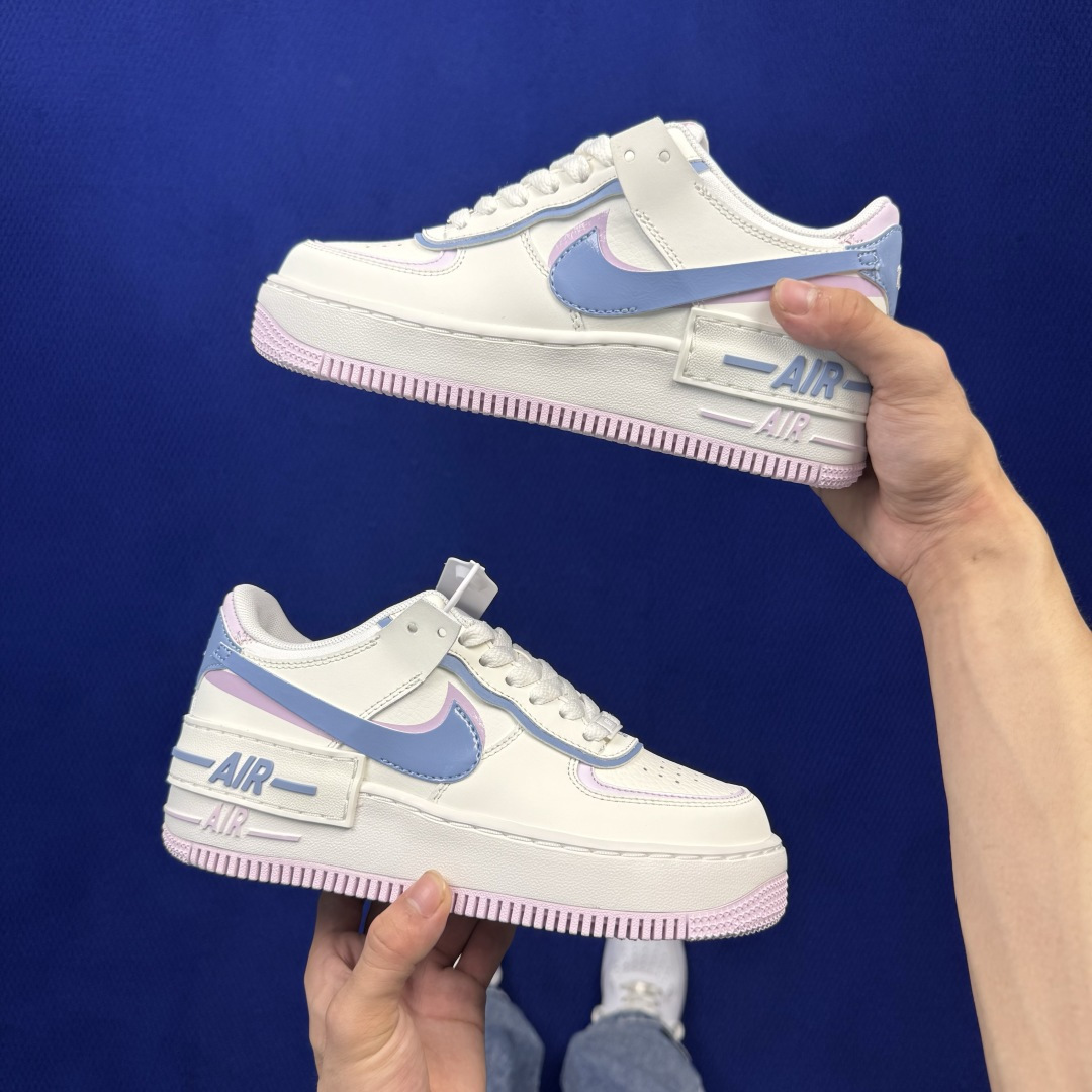 3A空军！马卡龙系列第63色：白蓝紫 Nike AIR Force 1 Shadow 空军一号 百分百每个配色原鞋开发！
