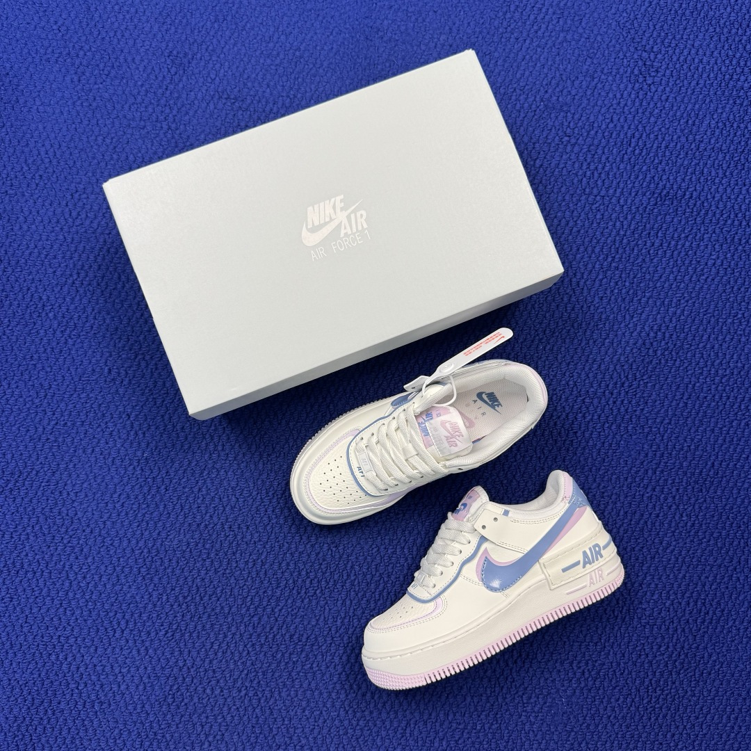 3A空军！马卡龙系列第63色：白蓝紫 Nike AIR Force 1 Shadow 空军一号 百分百每个配色原鞋开发！