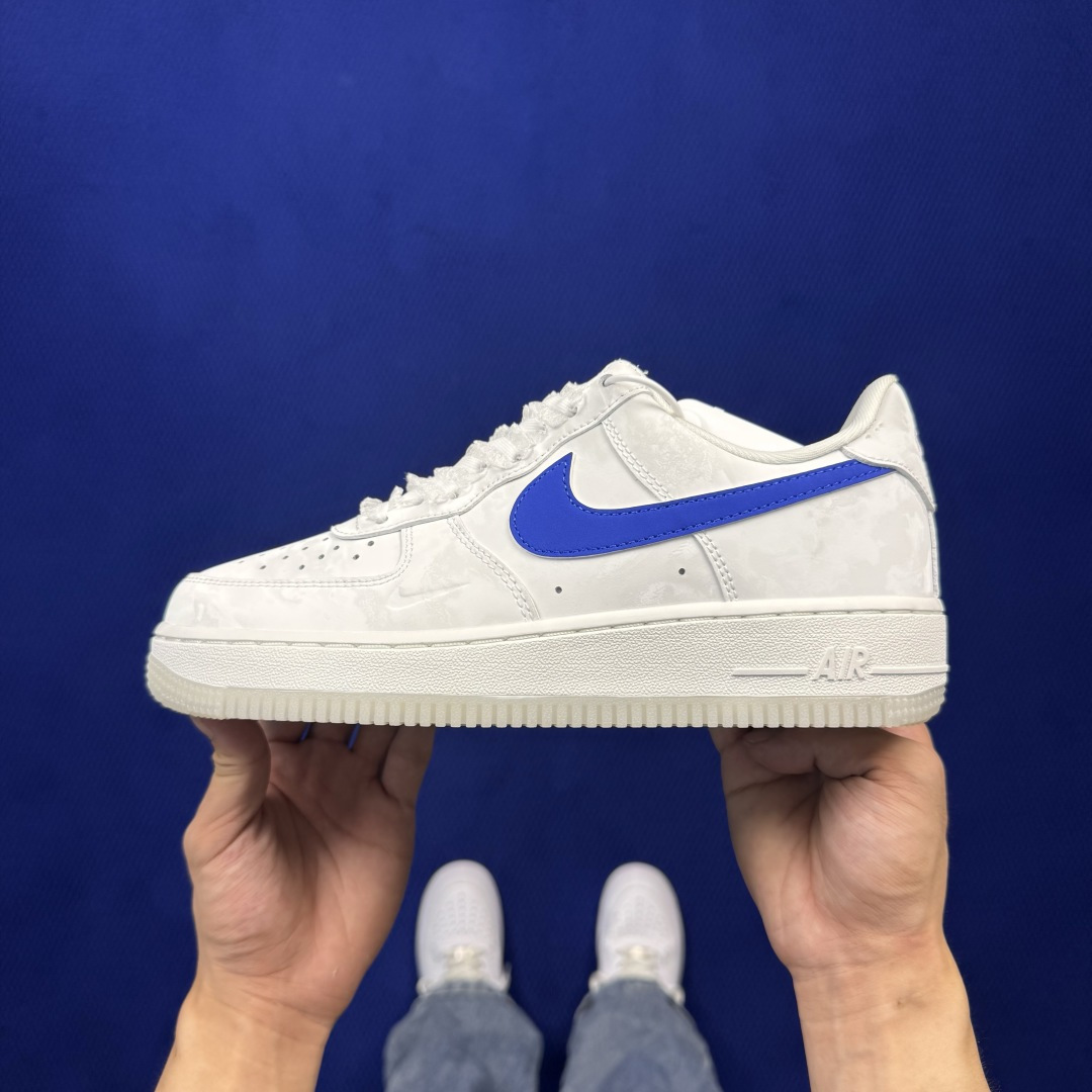 3A空军！第662色：蓝钩小花装饰🎍镜面皮 Nike Air Force 1 Low 百分百原鞋开发！PT市场真正匠心空