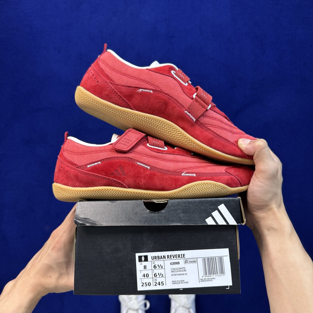 阿迪薄底魔术贴休闲鞋 女款 adidas FOS URBAN REVERIE 第6色: 红色 货号：KJ0988 尺码：