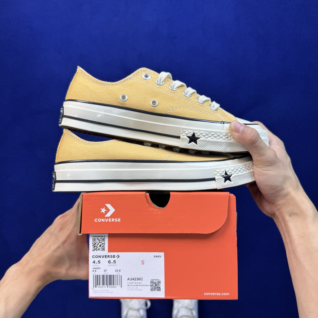 2026匡威全新发布!Converse CHUCK 70X 星星标帆布鞋 黄色低帮 货号:A24236C 尺码:35 3 2026匡威全新发布!Converse CHUCK 70X 星星标帆布鞋 黄色低帮 货号:A24236C 尺码:35 3