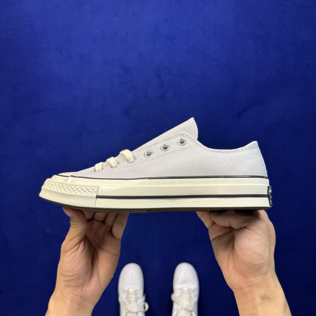 虎扑版‼️ 匡威 奶油蓝低帮 C Converse 匡威 Chuck 70 1970S 帆布休闲板鞋 行业一线头部硫化大