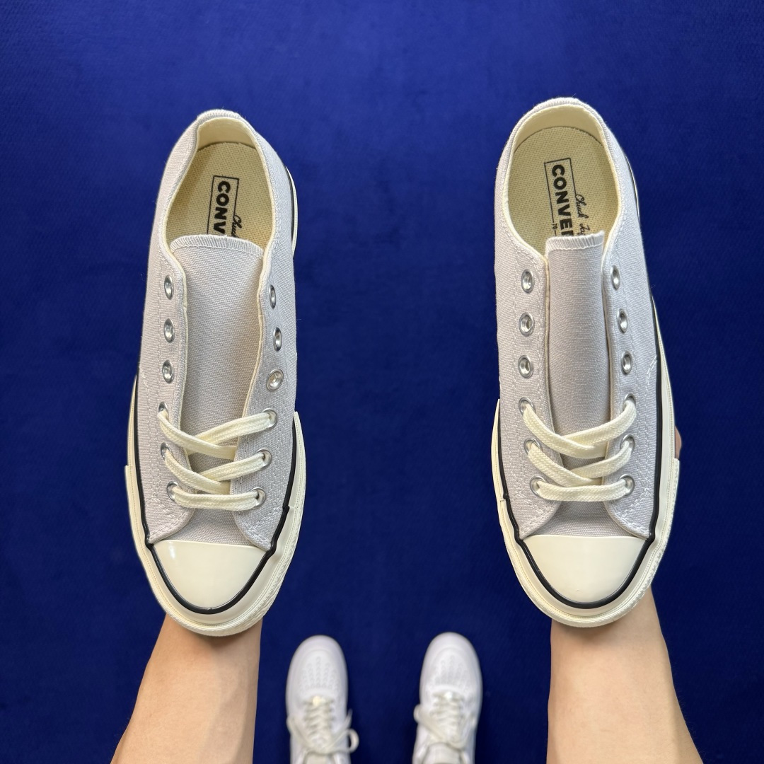 虎扑版‼️ 匡威 奶油蓝低帮 C Converse 匡威 Chuck 70 1970S 帆布休闲板鞋 行业一线头部硫化大
