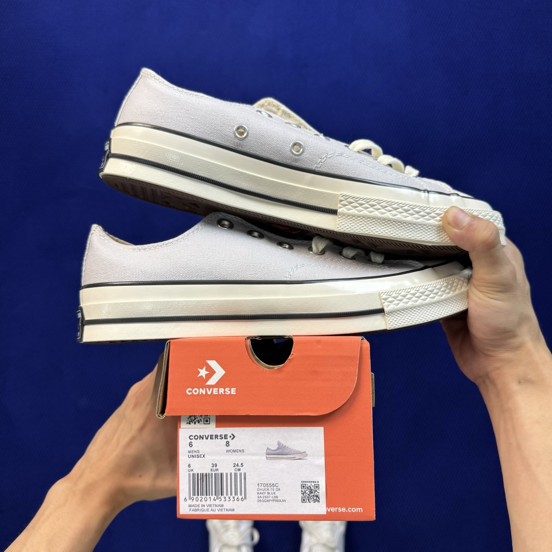 虎扑版‼️ 匡威 奶油蓝低帮 C Converse 匡威 Chuck 70 1970S 帆布休闲板鞋 行业一线头部硫化大