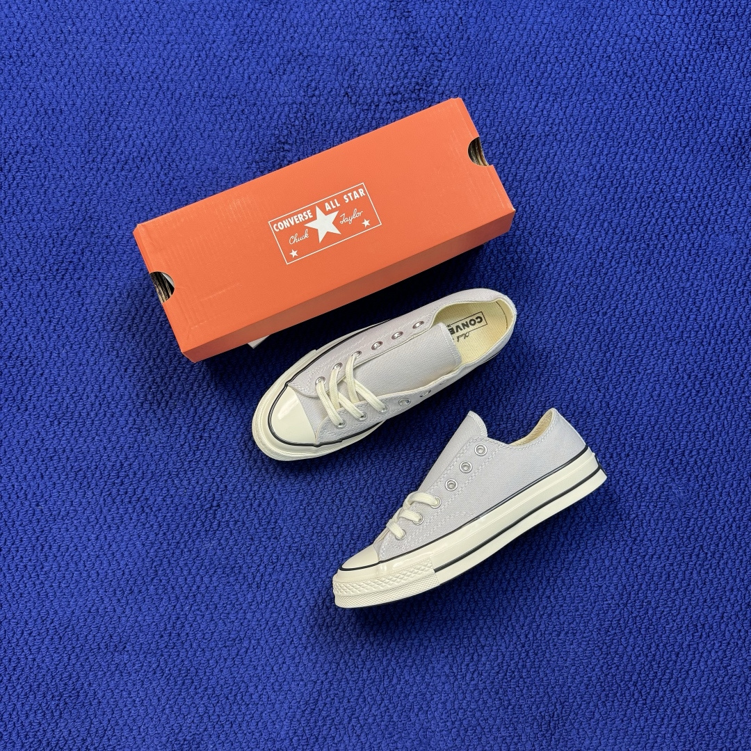 虎扑版‼️ 匡威 奶油蓝低帮 C Converse 匡威 Chuck 70 1970S 帆布休闲板鞋 行业一线头部硫化大