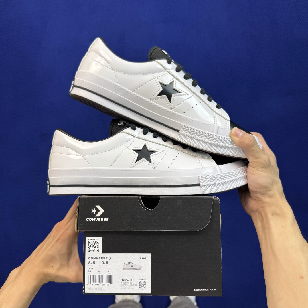 虎扑版‼️ 匡威OneStar星星鞋 光面皮白黑 Converse One Star Ox 帆布休闲板鞋 C 行业一线头