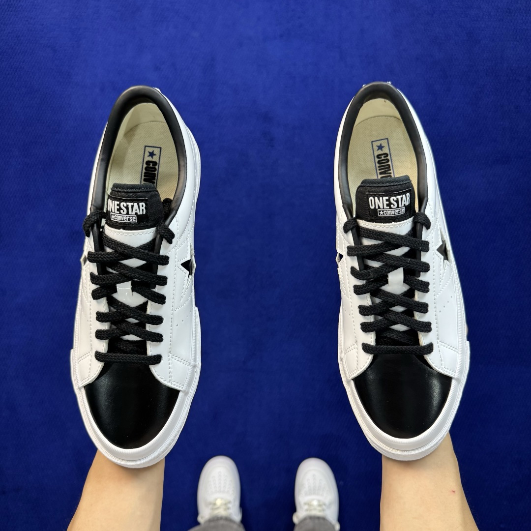 虎扑版‼️ 匡威OneStar星星鞋 光面皮白黑 Converse One Star Ox 帆布休闲板鞋 C 行业一线头