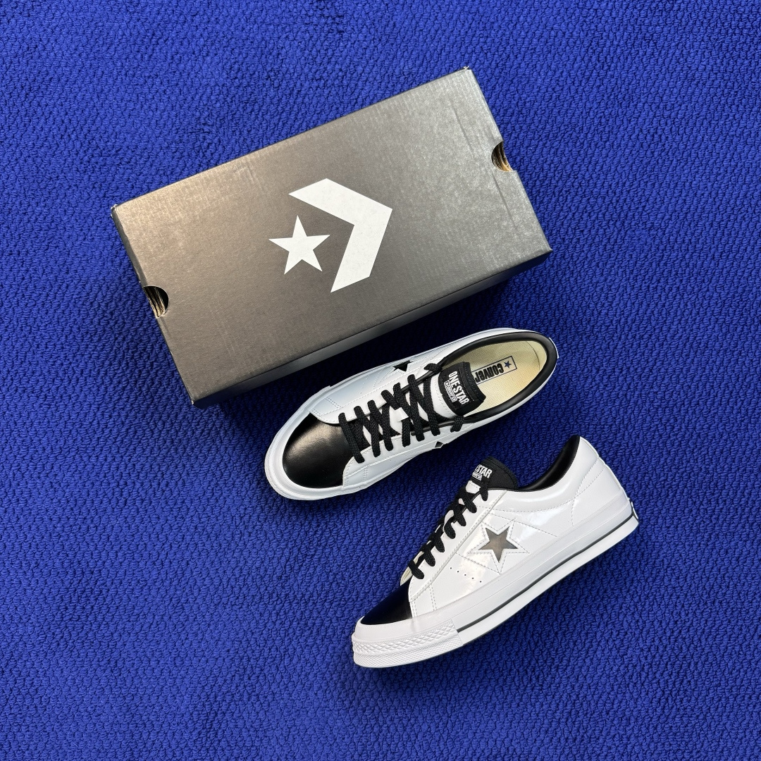 虎扑版‼️ 匡威OneStar星星鞋 光面皮白黑 Converse One Star Ox 帆布休闲板鞋 C 行业一线头