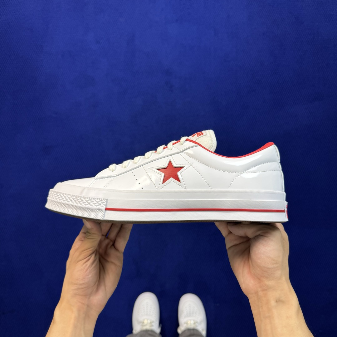 虎扑版‼️ 匡威OneStar星星鞋 光面皮白色红标 Converse One Star Ox 帆布休闲板鞋 C 行业一