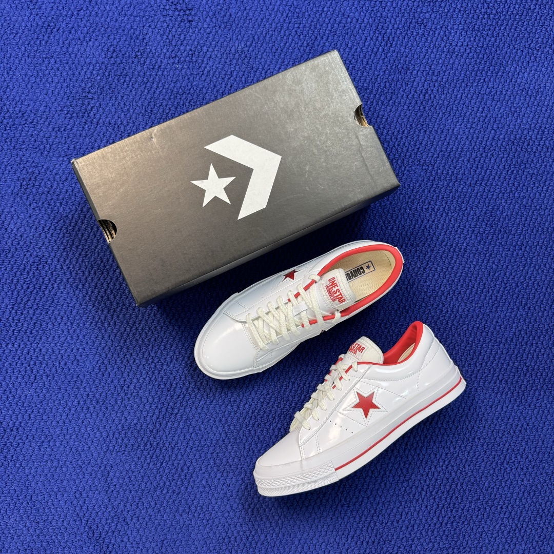 虎扑版‼️ 匡威OneStar星星鞋 光面皮白色红标 Converse One Star Ox 帆布休闲板鞋 C 行业一