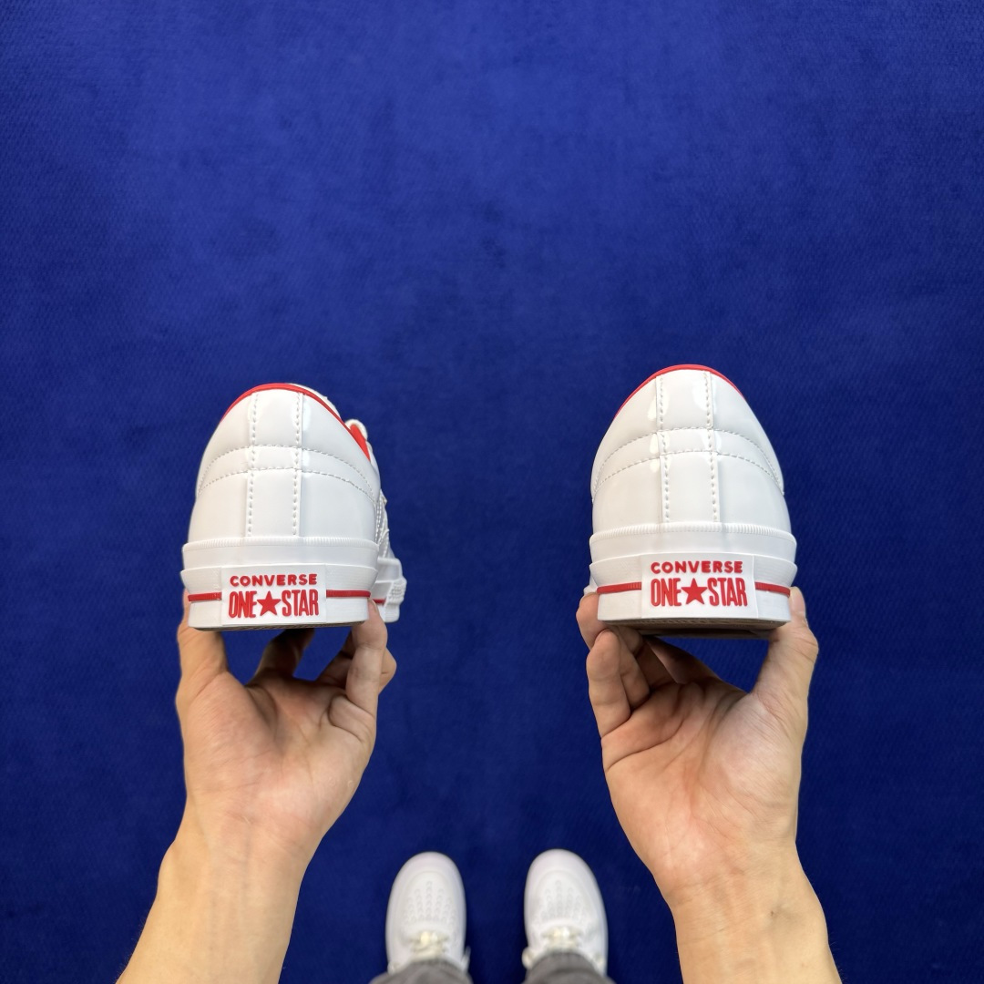 虎扑版‼️ 匡威OneStar星星鞋 光面皮白色红标 Converse One Star Ox 帆布休闲板鞋 C 行业一