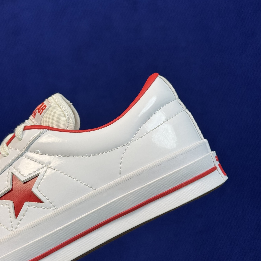 虎扑版‼️ 匡威OneStar星星鞋 光面皮白色红标 Converse One Star Ox 帆布休闲板鞋 C 行业一