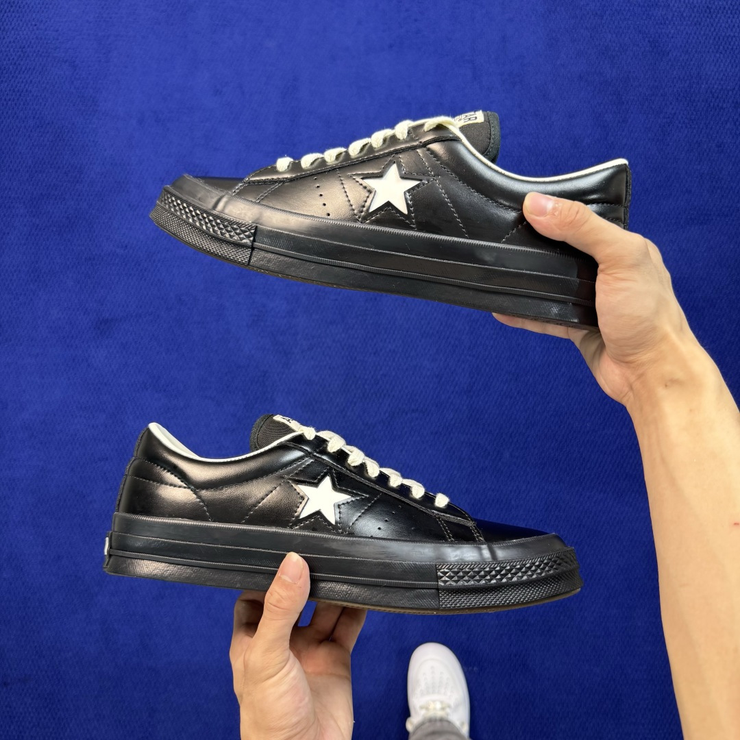 虎扑版‼️ 匡威OneStar星星鞋 光面皮黑色白标 Converse One Star Ox 帆布休闲板鞋 C 行业一