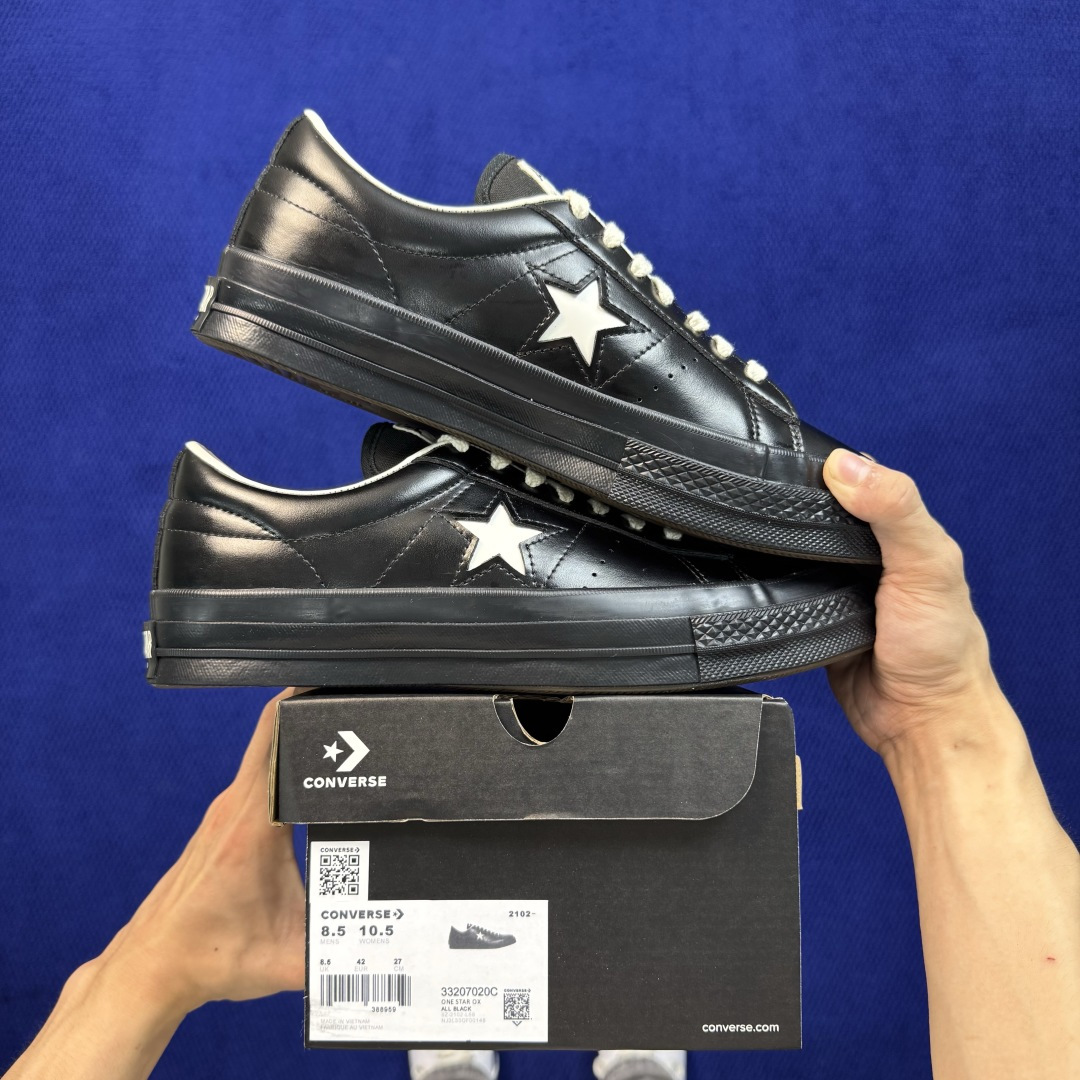 虎扑版‼️ 匡威OneStar星星鞋 光面皮黑色白标 Converse One Star Ox 帆布休闲板鞋 C 行业一