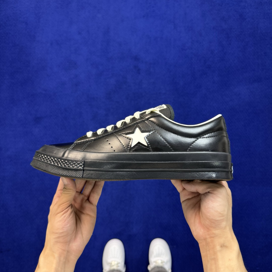 虎扑版‼️ 匡威OneStar星星鞋 光面皮黑色白标 Converse One Star Ox 帆布休闲板鞋 C 行业一