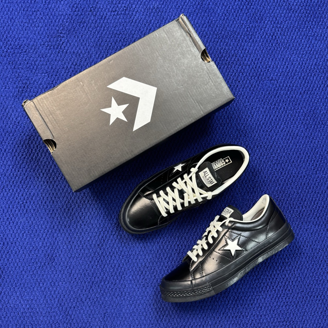 虎扑版‼️ 匡威OneStar星星鞋 光面皮黑色白标 Converse One Star Ox 帆布休闲板鞋 C 行业一