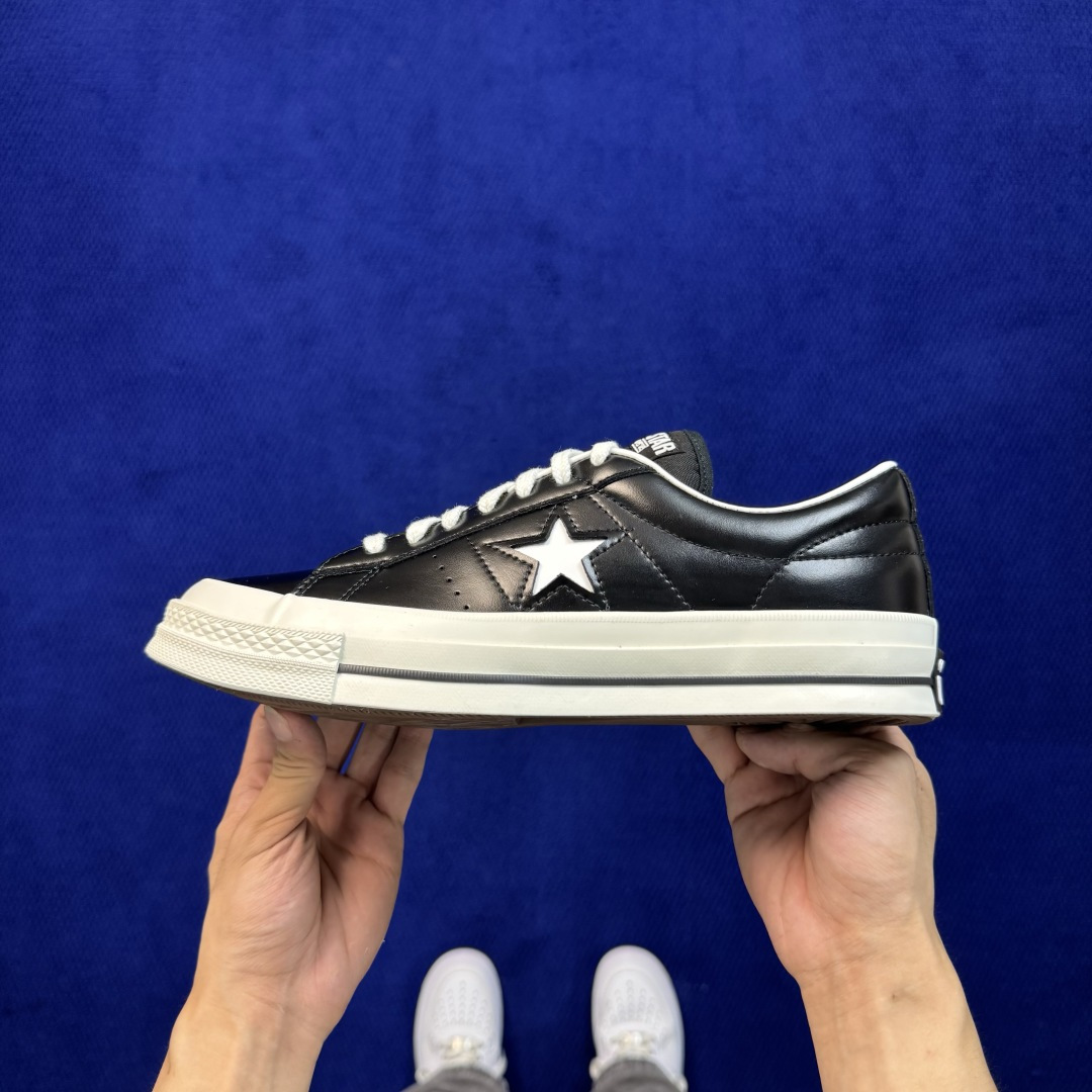 虎扑版‼️ 匡威OneStar星星鞋 光面皮黑白 Converse One Star Ox 帆布休闲板鞋 C 行业一线头