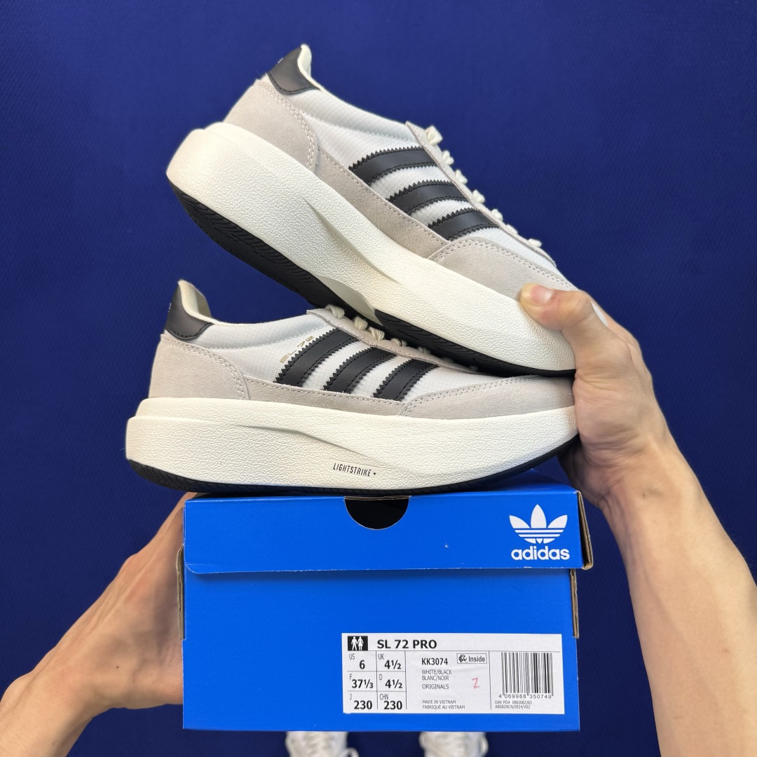 阿迪休闲鞋 adidas originals SL 72 第1色:黑灰 货号：KK3074 尺码：35.5-45带半码