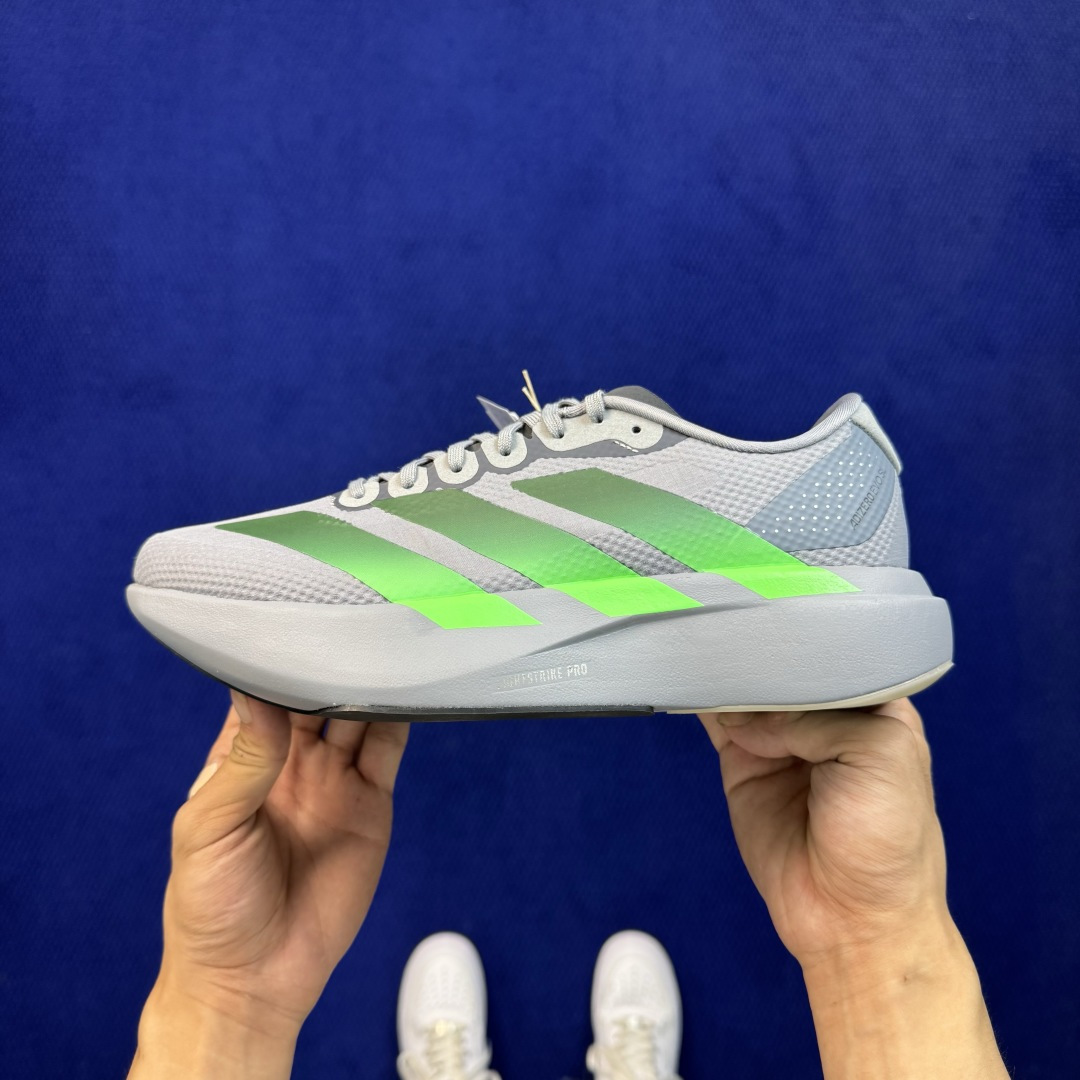 新版 AD Adizero Evo SL 阿迪达斯马拉松跑步鞋 轻量Q弹缓震跑鞋新体验！第49色:灰绿 货号：KI692