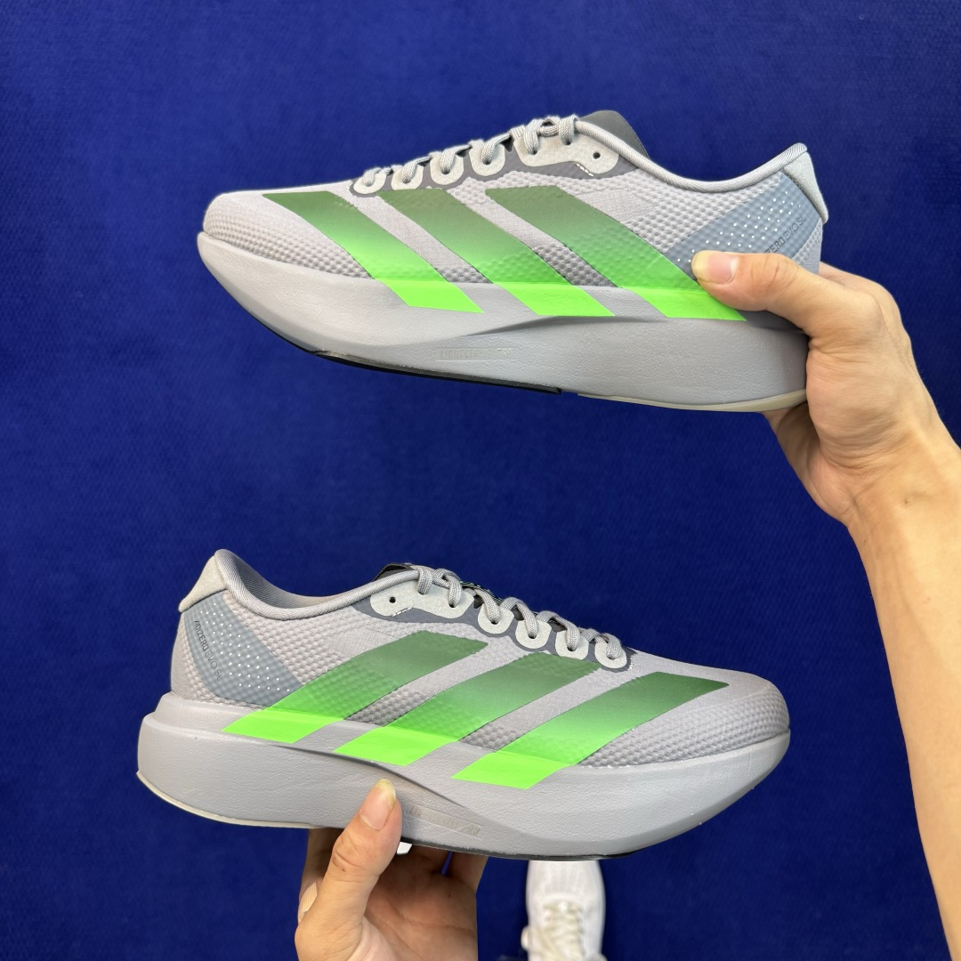 新版 AD Adizero Evo SL 阿迪达斯马拉松跑步鞋 轻量Q弹缓震跑鞋新体验！第49色:灰绿 货号：KI692