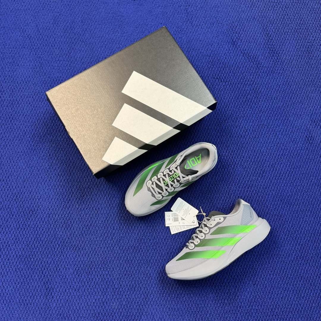 新版 AD Adizero Evo SL 阿迪达斯马拉松跑步鞋 轻量Q弹缓震跑鞋新体验！第49色:灰绿 货号：KI692