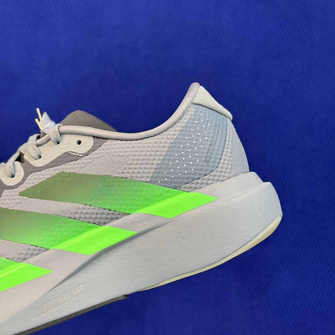 新版 AD Adizero Evo SL 阿迪达斯马拉松跑步鞋 轻量Q弹缓震跑鞋新体验！第49色:灰绿 货号：KI692