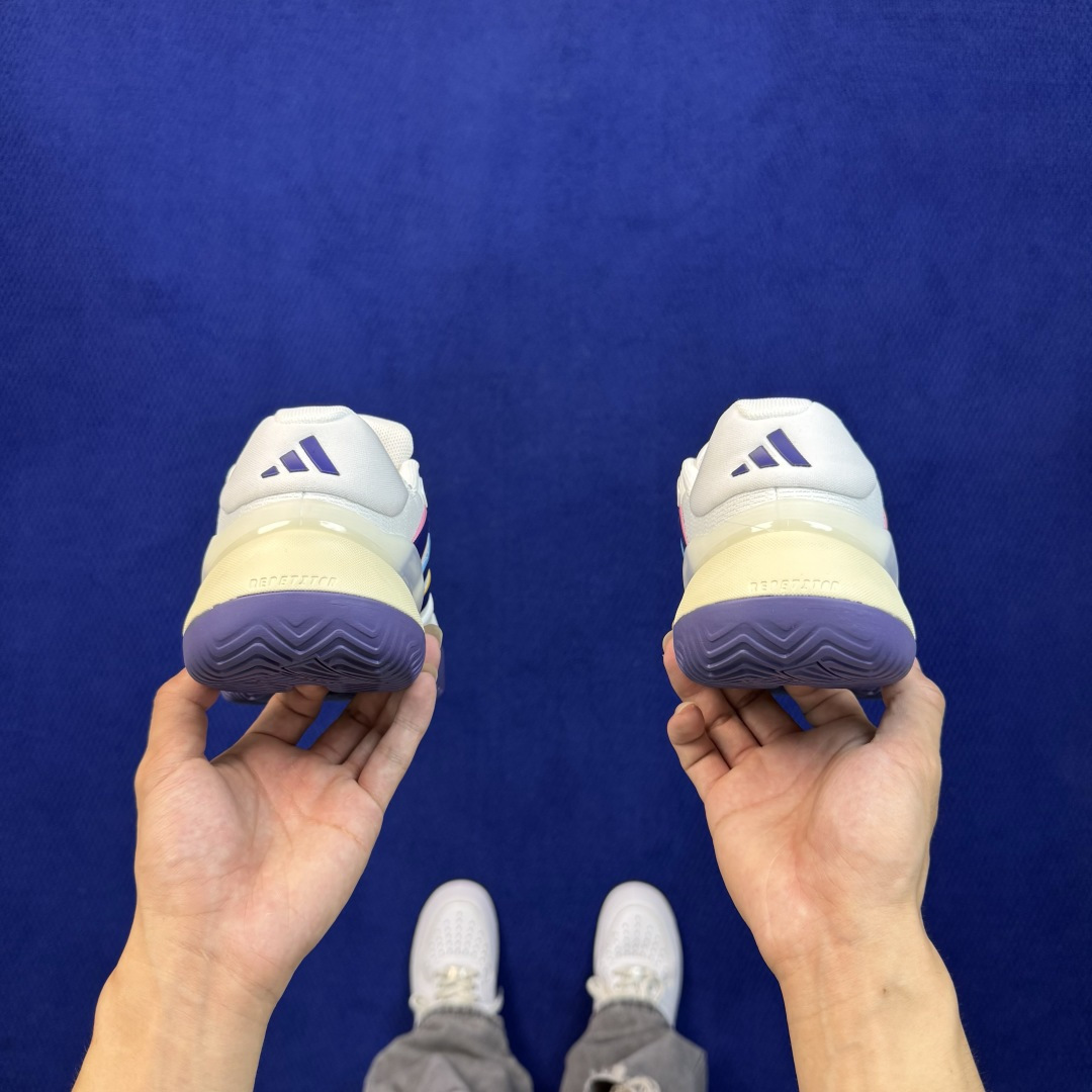 adidas BARRICADE 14 M 专业网球鞋 第7色:白色多彩 货号：KK3854 王欣瑜同款战靴，主打侧向支