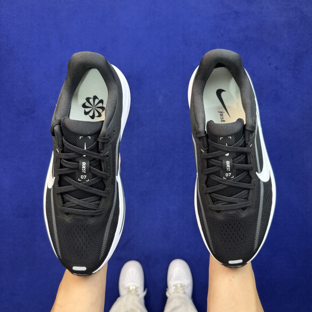 Nike Quest 7 网布透气 低帮跑步鞋 大厂纯原，1:1顶级品质！ 第1色:黑白 货号：IM6368-005 尺
